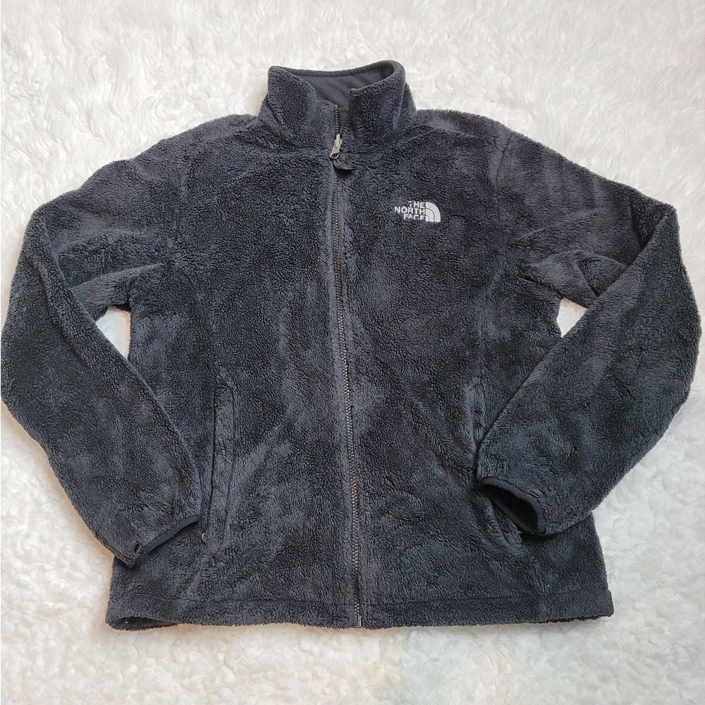 The North Face Womens Jacket Size M Embroidered Full Zip Up Black Fleece